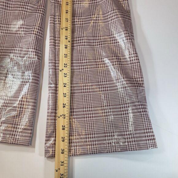 Fung Lan Flare Pants Trouser Gingham Sz 6 Pink 70's Inspired Retro Polyurethane - Picture 13 of 15
